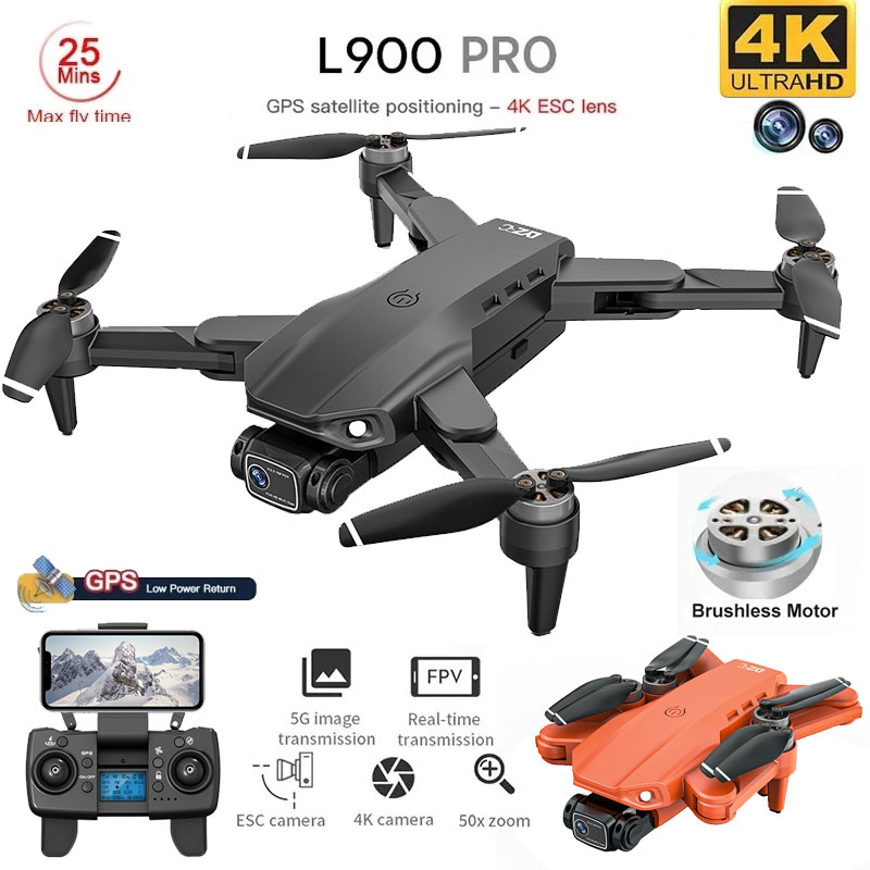 Drone Multispectral - 折りたたみ式ブラシレスドローンl900プロ,GPS, 4k,HD,デュアルカメラ,5g,wifi,rc,距離1.2km,ドローン