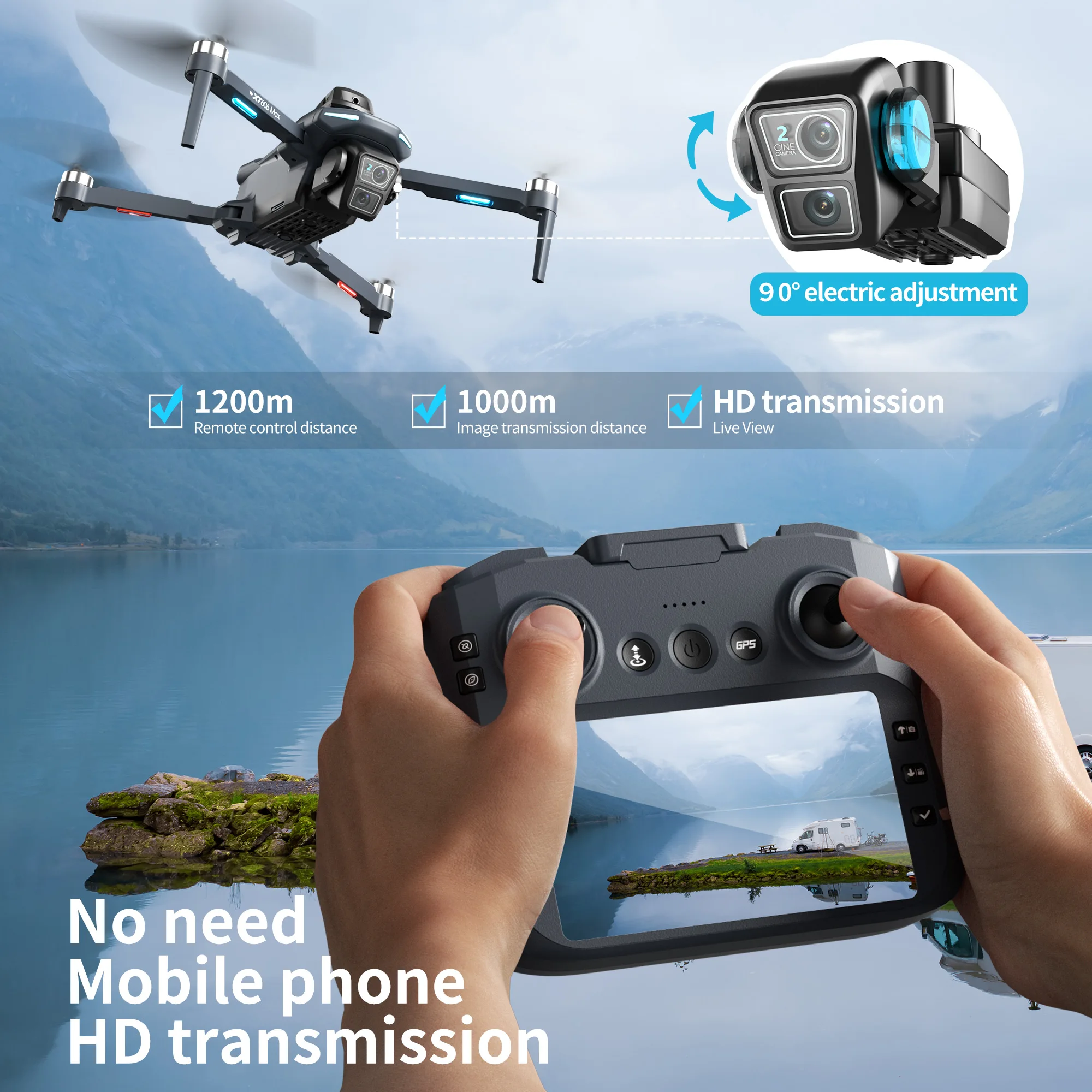 オリジナルXT606 MAX GPSドローン 4Kプロフェッ - Drone Multispectral のレビューと価格